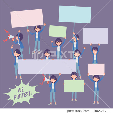 A set of public relations women who protest the demonstration 106521700