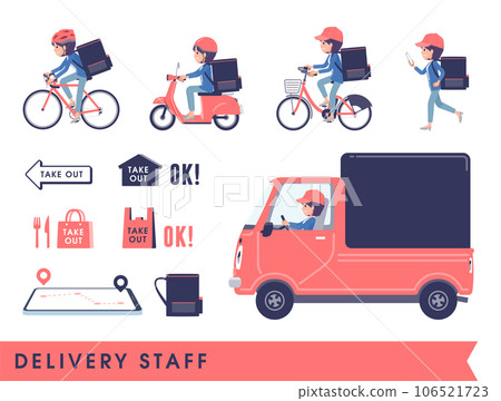Set of public relations woman doing delivery Set of public relations woman doing delivery 106521723