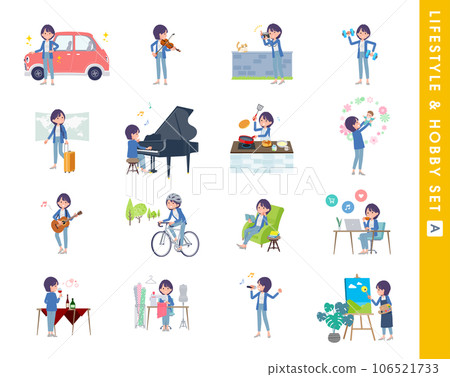 一組愛好和生活方式公關女性。 A型 106521733