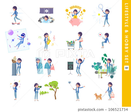 一組關於愛好和生活方式的公共關係女性。 B型 一組關於愛好和生活方式的公共關係女性。 B型 106521734