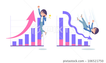 A set of women in charge of public relations expressing improved performance and decreased performance 106521750