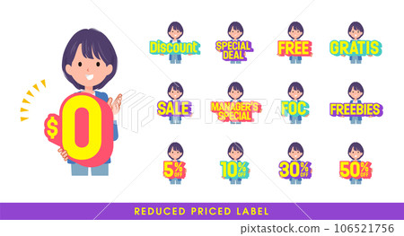 A set of public relations women with great deals. English. Vector art that is easy to edit. 106521756