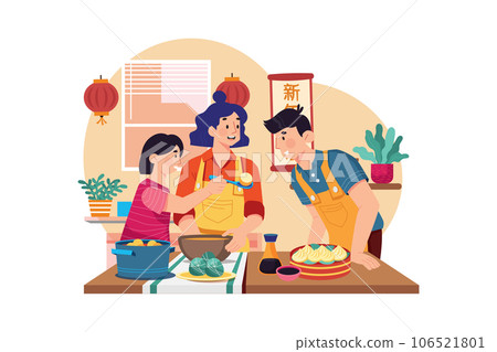Chinese New Year Illustration concept. Flat illustration isolated on white background Chinese New Year Illustration concept. Flat illustration isolated on white background 106521801