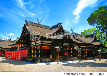 [Osaka Prefecture] Main shrine of Sumiyoshi Taisha Shrine on a clear day (3rd and 4th main shrines) 106521821