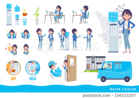 Set of water server and public relations woman. Vector art that is easy to edit. 106523207