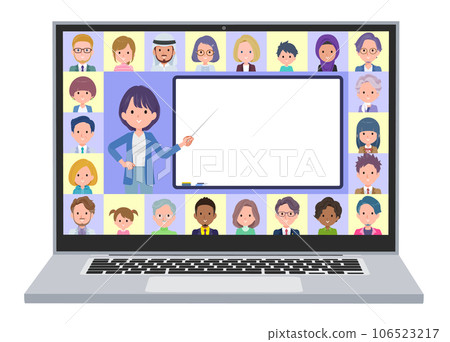 Set of public relations women teaching classes online 106523217