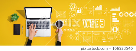 Web3 theme with person using laptop computer 106523540