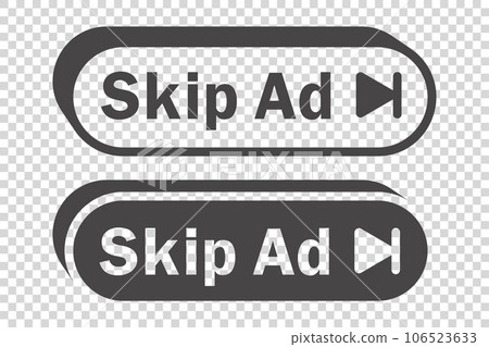 Skip Ad button. Video block icon for advertising. App template for interface. Vector 106523633