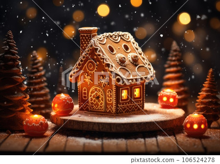 Cute Christmas homemade gingerbread cookies concept. AI Generative. 106524278