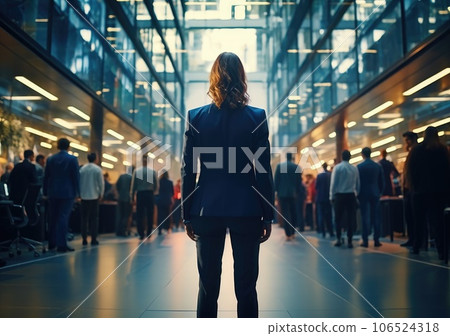 creative business people in modern office turn back. Successful team at work. Group of young business people working. AI Generative. 106524318