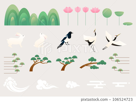 Vector illustration of natural objects in Korean traditional style. 106524723