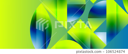 Minimalism meets gradient allure. Geometric shapes intertwine in a tranquil backdrop. Subtle hues meld, creating serene yet dynamic canvas, testament to modern aesthetics 106524874