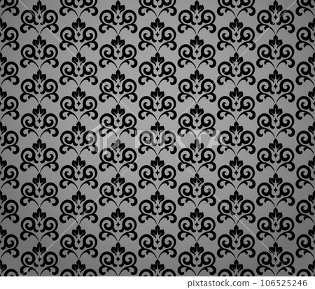 Flower geometric pattern. Seamless vector background. Gray and black ornament Flower geometric pattern. Seamless vector background. Gray and black ornament 106525246