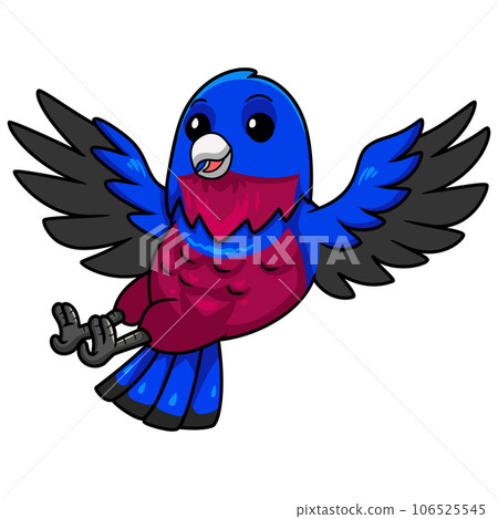 Cute banded cotinga bird cartoon flying Cute banded cotinga bird cartoon flying 106525545