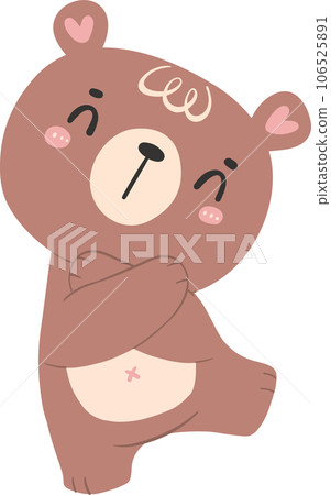 Cute brown bear baby, kawaii animal woodland cartoon doodle flat design. Cute brown bear baby, kawaii animal woodland cartoon doodle flat design. 106525891