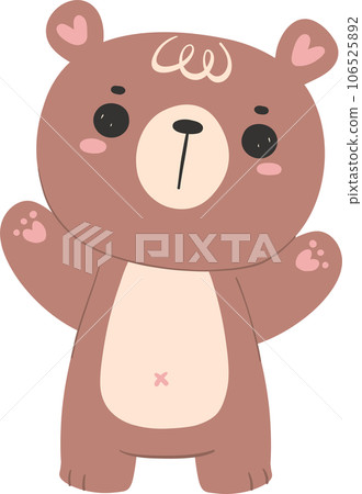 Cute brown bear baby, kawaii animal woodland cartoon doodle flat design. Cute brown bear baby, kawaii animal woodland cartoon doodle flat design. 106525892