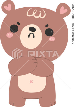 Cute brown bear baby, kawaii animal woodland cartoon doodle flat design. Cute brown bear baby, kawaii animal woodland cartoon doodle flat design. 106525904