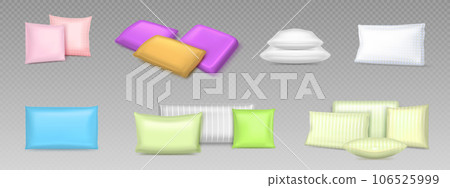 3d isolated color bed pillow stack vector mockup 106525999
