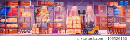 Factory warehouse interior, cargo storage vector Factory warehouse interior, cargo storage vector 106526160