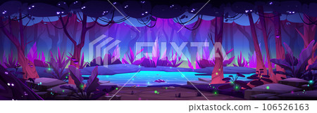 Fantasy forest pond cartoon landscape background 106526163