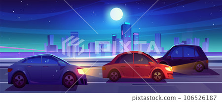 Night city street road with car traffic background Night city street road with car traffic background 106526187