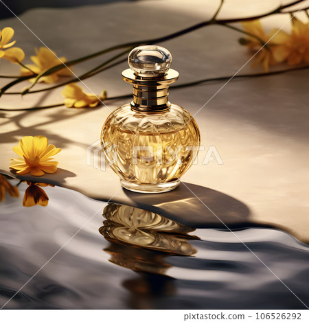 Luxurious pale yellow perfume bottle Generative AI 106526292