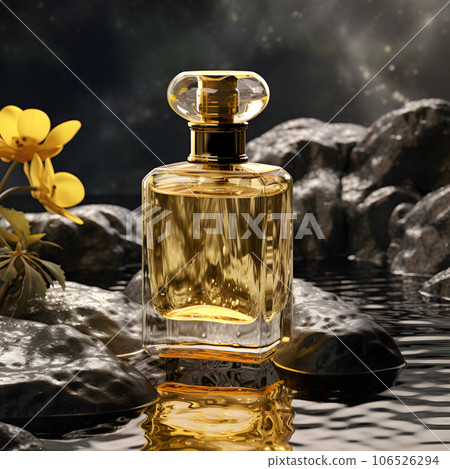 Luxurious pale yellow perfume bottle Generative AI 106526294