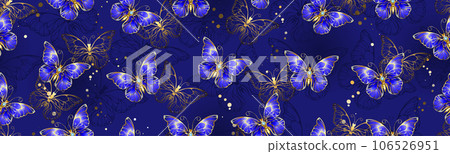 Seamless pattern with sapphire butterflies 106526951