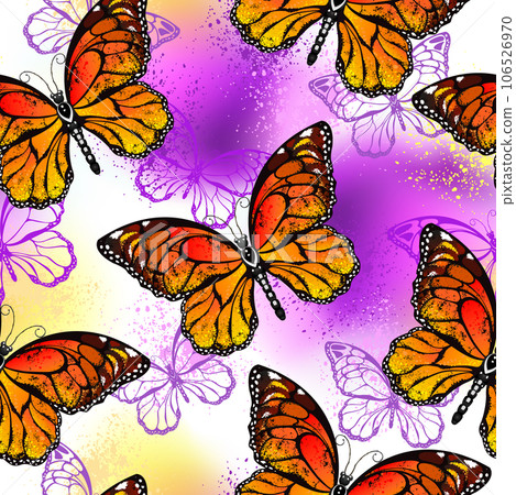 Seamless pattern with orange butterflies Seamless pattern with orange butterflies 106526970