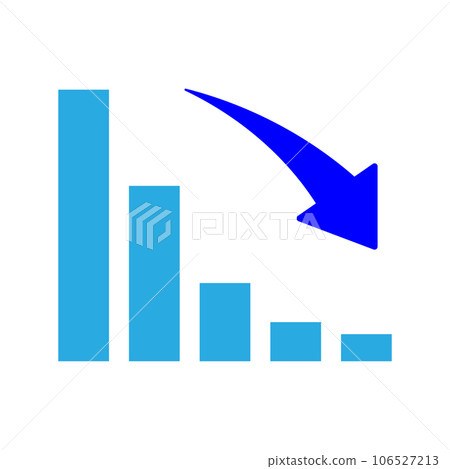 Background material of a downward-sloping blue bar graph and a blue arrow 1:1 Background material of a downward-sloping blue bar graph and a blue arrow 1:1 106527213