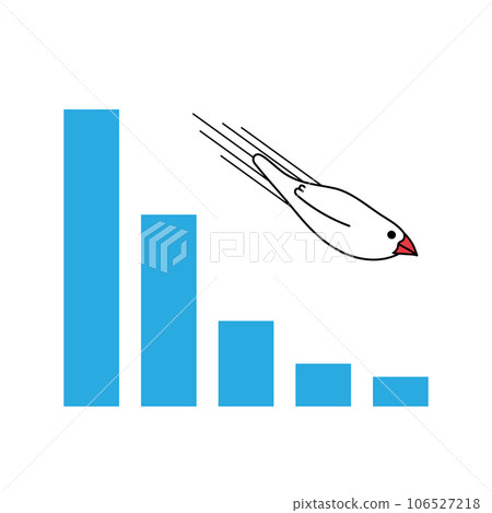 Downward blue bar graph and sparrow background material 1:1 Downward blue bar graph and sparrow background material 1:1 106527218
