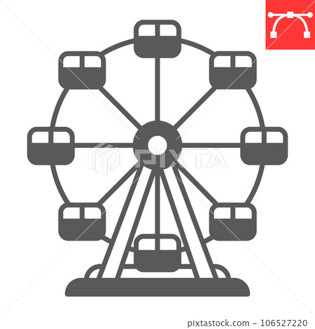 Ferris wheel glyph icon, oktoberfest and entertainment, carousel vector icon, attraction vector graphics, editable stroke solid sign, eps 10. Ferris wheel glyph icon, oktoberfest and entertainment, carousel vector icon, attraction vector graphics, editable stroke solid sign, eps 10. 106527220