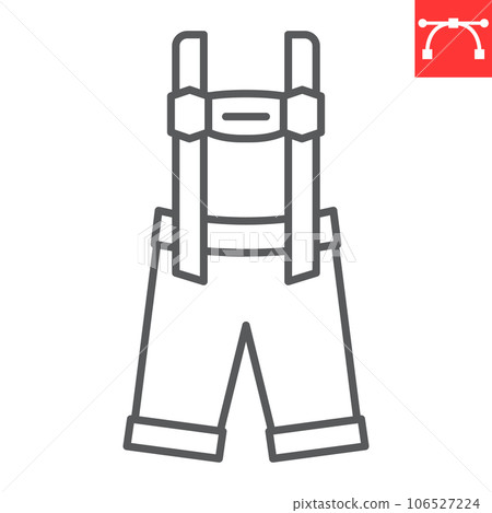 Lederhosen line icon, oktoberfest and clothing, festival costume vector icon, traditional pants vector graphics, editable stroke outline sign, eps 10. 106527224
