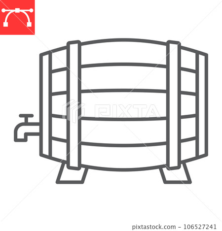 Beer barrel line icon, oktoberfest and alcohol, keg beer vector icon, wood cask vector graphics, editable stroke outline sign, eps 10. Beer barrel line icon, oktoberfest and alcohol, keg beer vector icon, wood cask vector graphics, editable stroke outline sign, eps 10. 106527241
