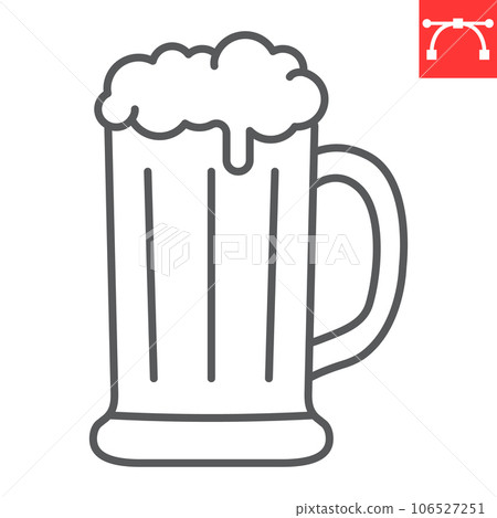 Beer mug line icon, oktoberfest and alcohol, beer glass vector icon, alcohol drink vector graphics, editable stroke outline sign, eps 10. Beer mug line icon, oktoberfest and alcohol, beer glass vector icon, alcohol drink vector graphics, editable stroke outline sign, eps 10. 106527251