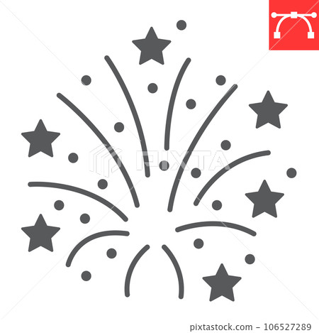 Fireworks glyph icon, holidays and merry christmas, firecracker vector icon, sparkler vector graphics, editable stroke solid sign, eps 10. 106527289