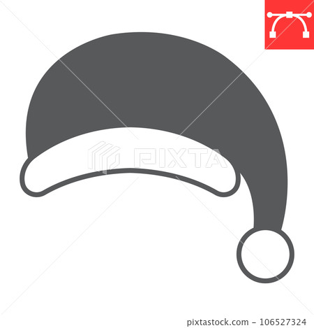 Santa hat glyph icon, new year and merry christmas, xmas hat vector icon, xmas costume vector graphics, editable stroke solid sign, eps 10. 106527324