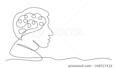 Brain One line drawing isolated on white background 106527418