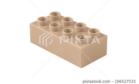 Hazelnut Plastic Lego Block Isolated on a White Background. Children Toy Brick, Perspective View. Close Up View of a Game Block for Constructors. 3D illustration. 8K Ultra HD, 7680x4320, 300 dpi Hazelnut Plastic Lego Block Isolated on a White Background. Children Toy Brick, Perspective View. Close Up View of a Game Block for Constructors. 3D illustration. 8K Ultra HD, 7680x4320, 300 dpi 106527533