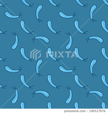 Spirillum vector Gram negative bacteria blue seamless pattern Spirillum vector Gram negative bacteria blue seamless pattern 106527676