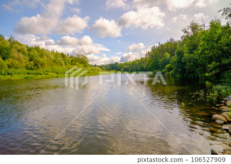 Gauja, the longest river in Latvia. A summer day by the river. 106527909