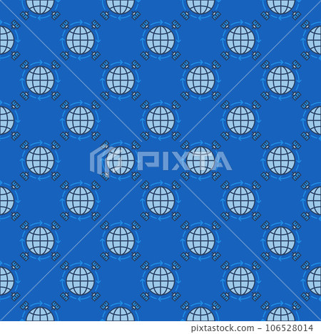 Four Satellites around the Earth vector blue seamless pattern 106528014