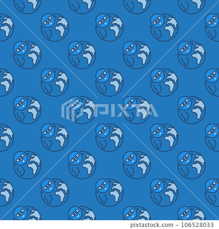 Satellite in Circle with Earth vector Global Internet concept blue seamless pattern 106528033