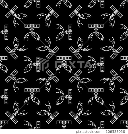 Satellite over the Earth vector concept dark line seamless pattern Satellite over the Earth vector concept dark line seamless pattern 106528038