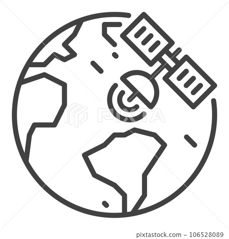Earth Planet and Satellite vector Satellite Internet Access concept outline icon Earth Planet and Satellite vector Satellite Internet Access concept outline icon 106528089
