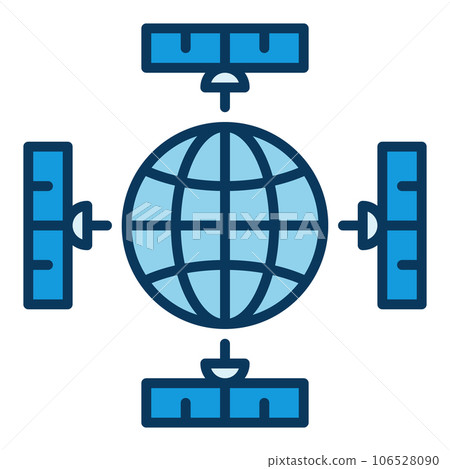 Earth Planet and Satellites vector concept blue icon Earth Planet and Satellites vector concept blue icon 106528090