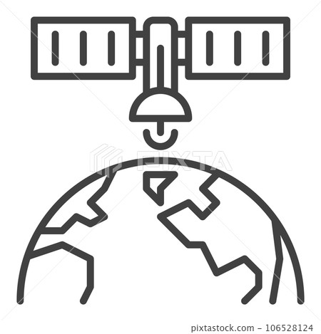 Satellite over the Earth vector concept thin line icon or sign 106528124