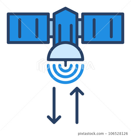 Satellite with Arrows vector Global Internet concept blue icon Satellite with Arrows vector Global Internet concept blue icon 106528126