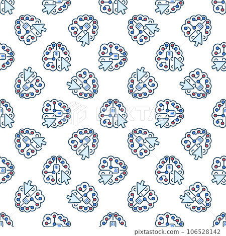 AI Brain and Mouse Cursor vector colored seamless pattern AI Brain and Mouse Cursor vector colored seamless pattern 106528142