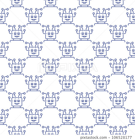 AI Robot Head vector Artificial Intelligence concept line seamless pattern 106528177
